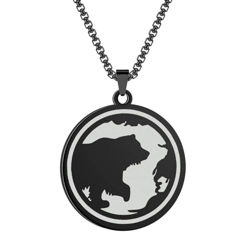 Pendentif ours polaire noir robuste qui ne décolore pas style hip-hop punk
