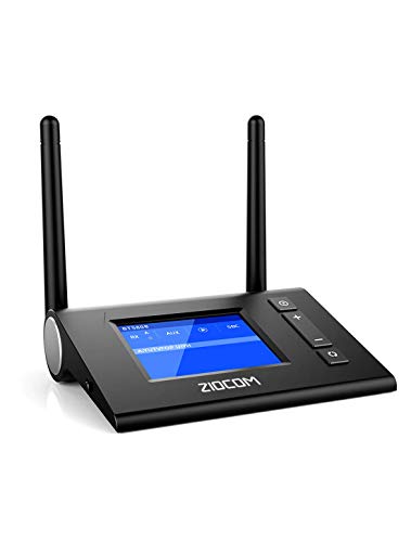 ZIOCOM Récepteur-émetteur visuel Bluetooth, Adaptateur Bluetooth 5.0 Aptx HD à Faible Latence avec écran LED, Double Lien, Optique numérique, RCA, 3,5 mm AUX pour TV, PC, Portable et stéréo