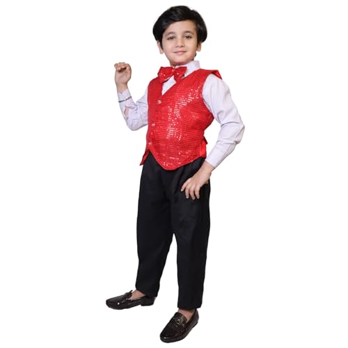 Image of Kaku Fancy Dresses Plain Waistcoat for Kids /Plain Jacket for Kids | Sequin Work Shinning Waist Coat For Annual Day Dance Competition (Only Jacket /Waistcoat - Shirt & Pant Not Included)