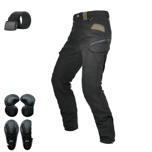 EKON Road Armor Riding Pants Heavy-Duty Abrasion-Resistant Motorcycle Trousers (US Alpha XX-Large Regular Regular Black)