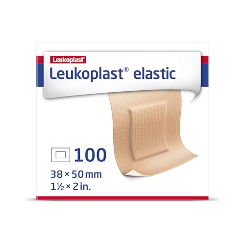 Leukoplast Elastic - Non-Sterile Wound Dressing Strips - Stretchable and Skin-Friendly First-aid Plasters - Ideal for Fingers Elbows Knees and Wrists - Patch 1.5 x 2 in. Box of 100