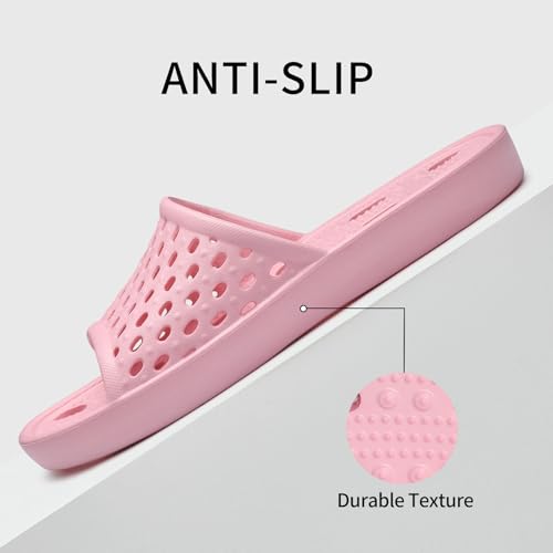 Image of Litfun Shower Shoes for Women Non-Slip Quick Dry Shower Slippers Lightweight Pool Sandals with Drain Holes for College Dorm, Beach, Bathroom & Gym