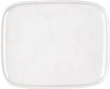 MARIMEKKO Oiva Unikko Rectangular Plate Refine Your Kitchen Decor with Our Iconic White Stoneware Serving Plates to Elevate Your Dining Experience 5 in x 6 in