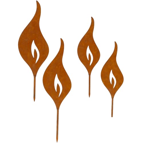 Storm's Gartenzaubereien Rost Flammen 18 + 23cm 4er Set Deko zum...