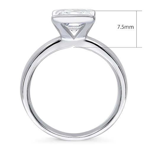 BERRICLE Sterling Silver Solitaire Promise Wedding Engagement Rings for Her, Cubic Zirconia CZ Ring - Emerald, Marquise, Oval, Pear, Princess, Round Cut4