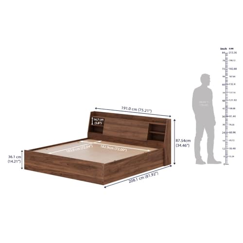 Image of Wakefit Bed | 1 Yr Warranty | King Size Bed, Comes with Storage Box, Noise Free, Density: 680-750 kg /m, Termite & Borer Resistant, Fits Mattresses Up to 8 Inches(Leo 72 x 72 - Columbian Walnut)