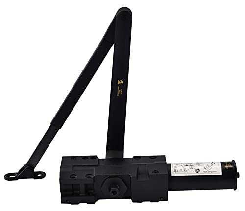 Extra Heavy Duty Commercial Door Closer -Lynn Hdwr Model # Lh9016 (Us19 Matte Black)- Surface Mounted, Grade 1, Cast Iron, Ul 3 Hour Fire Rated & Ada For High Abuse Traffic Doorways #TOP3