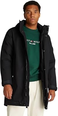 Tommy Hilfiger Parka Hombre Tech Padded Parka con Capucha, Negro (Black), XXL