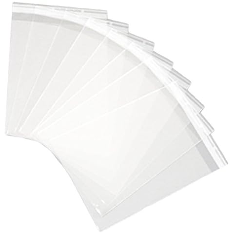 HugeDE 100 Pcs 12x16 inch Clear Cello Cellophane Bags OPP Plastic Bags Self Sealing Flat Treat Bags for Bakery Cookies Cover
