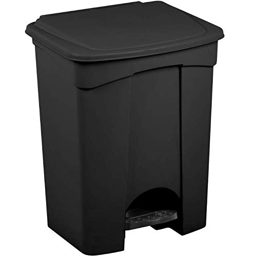 PRO&Family 18 Gallon/ 68 Liter Black Rectangular Foot Operated Hands-Free Trash Can.Hospital, Nursing, Retirement Homes, Schools, Kitchen, Home,Schools, breakrooms Trash Bin