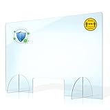 PLEXMANN Plexiglas Spuckschutz Trennwand 4mm Acrylglas Schutzwand - Transparent Thekenaufsatz -Plexiglasscheibe Spuckschutz Wand - Acryl Partition Trennwände (60 x 50 cm (Breite x Höhe))