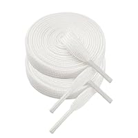 VGUBLG 2 Pairs Shoelaces for Sneakers 8 mm Wide Flat Shoelace for Kids Adults Athletic Replacement Shoe Laces White 54