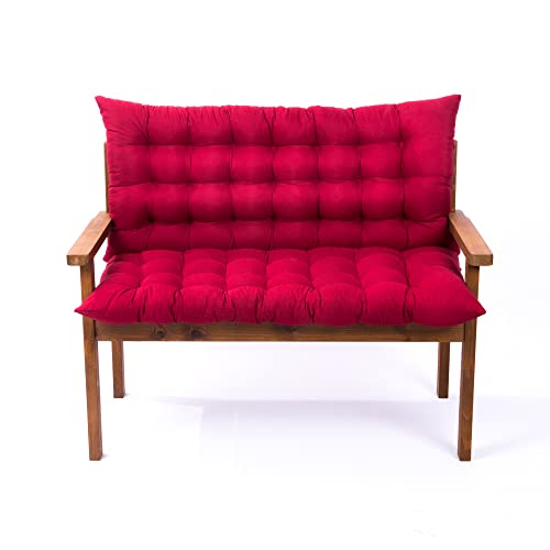 Hruile Replacement Cushion For Outdoor Patio Swing, 2-3 Seater Bench With Backrest, 3 Inch Thick Seat Sofa Pad Settee Ties,59X40In,Wine Red #TOP2