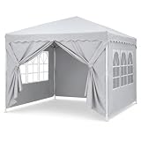 Carpa Plegable Impermeable con Bolsa de Transporte, Montaje Rápido sin Herramientas Blanco (3x3 Metros con Paredes)
