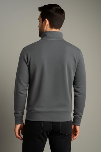 Image of Half Zipper Solid Sweatshirt for Men
