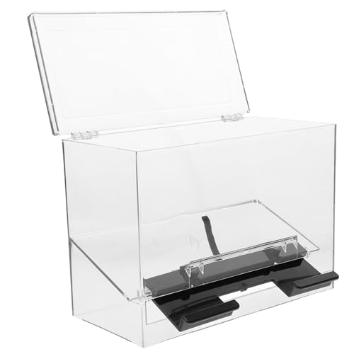 LALADEFIEE Acrylic Straw Dispenser Container Pressing Straw Storage Box for Restaurants and Homes Easy to Clean Non-slip Holder for Bulk Straws Clear and Design