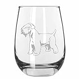 Soft Coated Wheaten Terrier Dog Etched 15.25oz Stemless Wine Glass