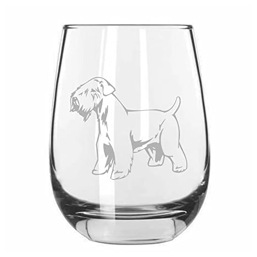 Soft Coated Wheaten Terrier Dog Etched 15.25oz Stemless Wine Glass