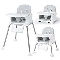 Bellababy High Chair, Adjustable Convertible 3 in 1 Baby Highchair, Booster seat, Toddler Chair Compact/Light Weight/Portable/Easy to Clean (Grey)