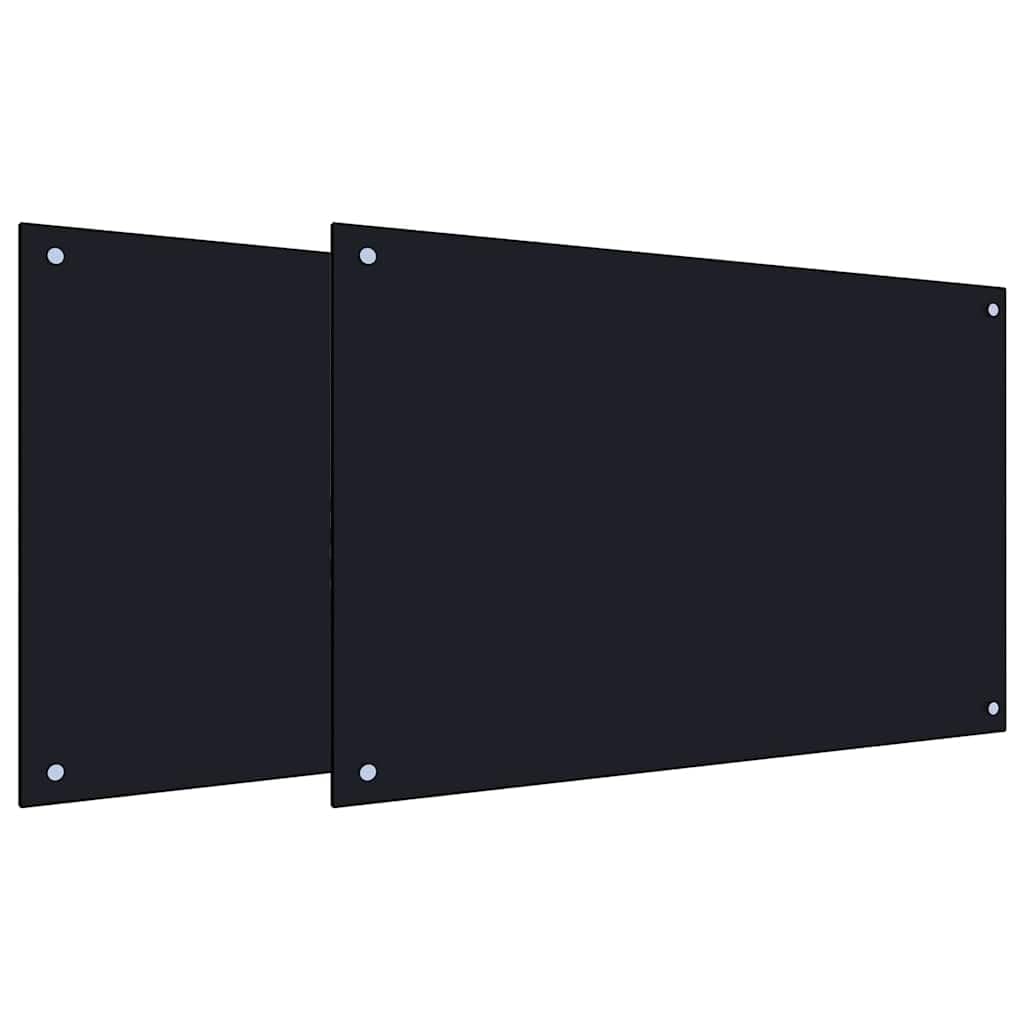 Generisch Küchenrückwand 2 pcs Schwarz 90 x 60 cm Gehärtetes Glas,Heim Garten,Küche Esszimmer,Küchenhelfer -utensilien-3415439