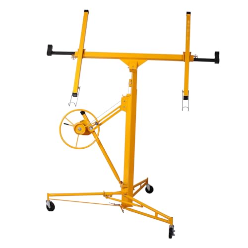 FORRTY Drywall Lift, Drywall Panel Hoist, Rolling Panel Hoist, Jack Lifter Sheetrock Drywall Lift Panel Hoist With Rolling Caster Wheel 16ft Adjustable Telescopic Arm(Color:Yellow)
