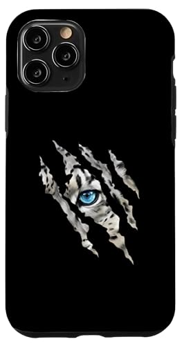 Fearless Snow Leopard Cat �u���[ �A�C�N���[ �X���b�V�� �V���G�b�g �X�}�z�P�[�X iPhone 11 Pro �p