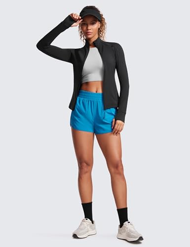 CRZ YOGA Butterluxe Womens Full Zip Workout Jackets Slim Fit Track Athletic Tops with Thumb Holes3