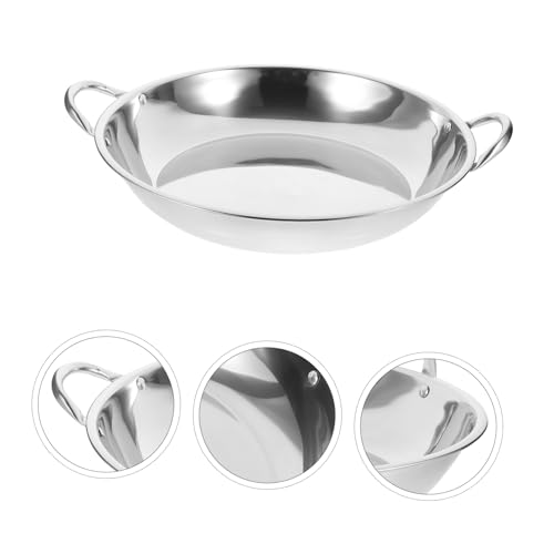 Wok de acero inoxidable con doble asa, pequeño para camping miniatura 4