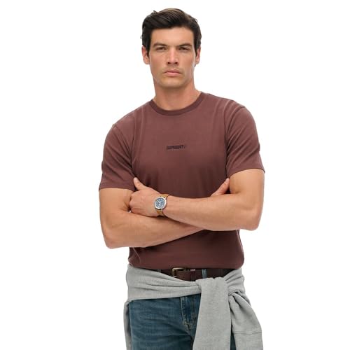 Image of Superdry Micro Logo Short Sleeve T-Shirt M Brown