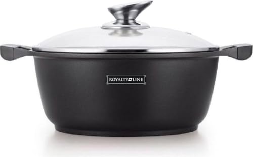 Royalty Line, Casserole à revêtement en marbre de 34 cm + couvercle en verre