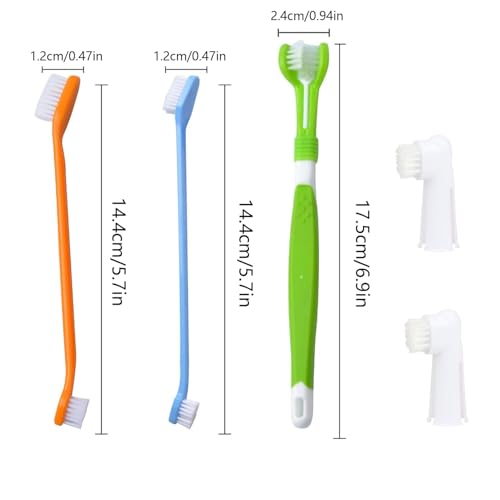 Image of 5PCS Dog Toothbrush Kit Cat Toothbrush Finger Toothbrushes Triple Head Dog Toothbrushes for Dogs, Cleaning Pet Brushes for Puppy Dogs Cat Dental Care