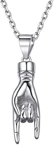 ChicSilver 925 Sterling Silver Italian Hand Charm Mano Cornuto Good Luck Sign Pendant Necklace for Women Men, 18 Inch