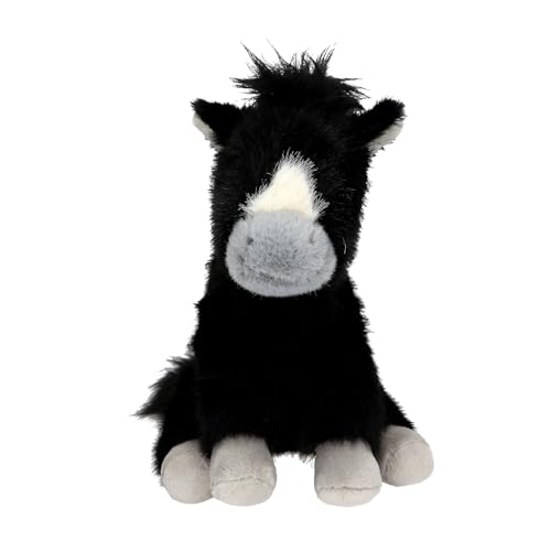 Depesche Miss Melody 14047 Peluche Cheval Noir avec Tache crème, Fourrure Douce et Yeux Noirs, env. 20 cm