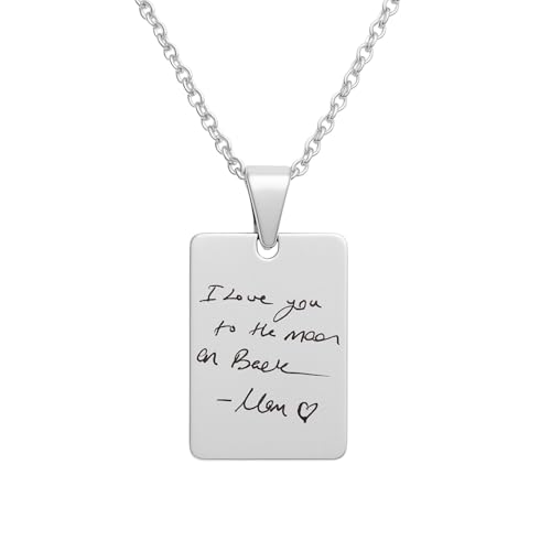 Custom Handwriting Necklace – Personalized Gold or Silver Pendant – Actual Handwriting Engraved – Stainless Steel & Real Gold Plated Chain – Waterproof – Mother’s Day Gift for Her
