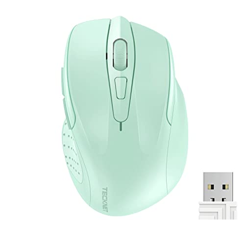 TECKNET Souris sans Fil, 2.4G Souris Optique 4000 DPI avec 6 Niveaux Réglable, Souris Ergonomique pour PC, Ordinateur Bureau/Portable - Vert