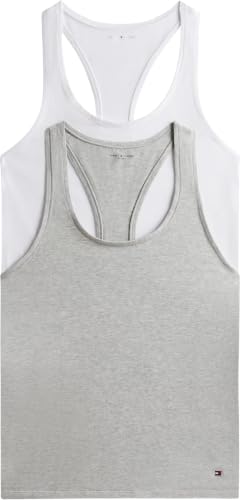 Tommy Hilfiger Donna Canotte Confezione da 2 Elasticizzate, Multicolore (White/Light Grey HTHR), XL