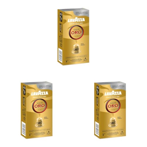 Image of Lavazza Qualit Oro, Nespresso Compatible Aluminium Capsules, Zero Co2 Impact, 3 Pack Of 10 Capsules, 55 Gram