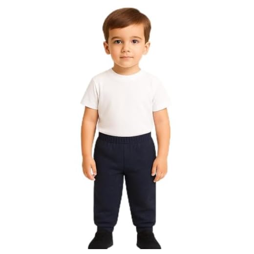 Calça Moletinho/moletom Infantil 100% Algodão, leve, meninos e meninas de 1 a 8 Anos (BR, Idade, 7 Anos, 8 Anos, azul)