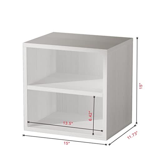 Fusunbao Magic Diy Cube Storage Organizer Stackable Cubles For Home Books Clothes Toy -Modular Cubby Storage System -Office Cubical -Bookcase Closet Wine Rack Cabinet (Pure White-Washed, 1 Layer Cube) #TOP2