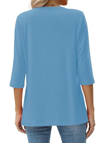 Image of JomeDesign Womens Tops 3 /4 Sleeve Shirts Round Neck Loose Casual Blouses