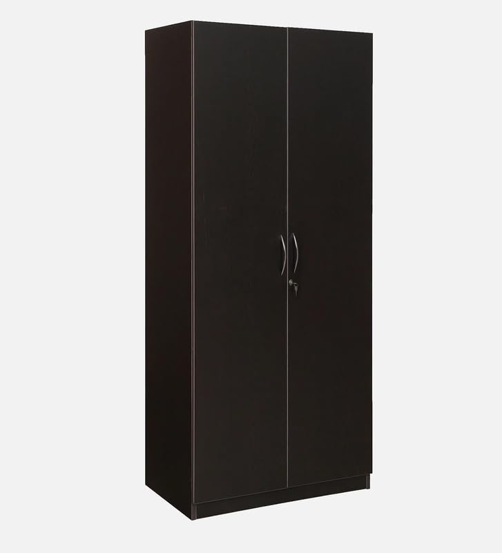 Image of Mintwud Pepperfry Engineered Wood Amber Wardrobe with 2 Doors Storage and Hanging Rod | Wooden Almirah for Living Room Bedroom Furniture | Storage Organizer Cabinet Cupboard for Clothes (Wenge Finish)