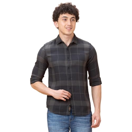 Image of Being Human Beige Slim Fit Regular Collar Men's Shirt Clothing