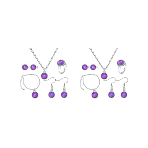 2 set of Mood Necklace Jewelry Set Round for Wife Girlfriend Daughter Mom Girls Women