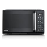 TOSHIBA microwave in mirrored black, 23 liters, 800W, digital solo mini microwave with 11 power levels, 6 automatic programs, express cooking function, defrost, digital display, MW3-EM23PE(BM)