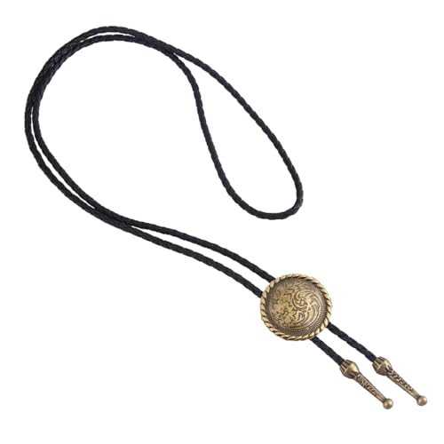 Image of Joxevyia Bolo Tie for Men Vintage Cow Skull Leather Rope Western Cowboy Necktie Vintage Bola Tie Gift for Him