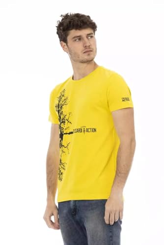 T-shirt en coton jaune pour homme col rond mode été vêtement masculin