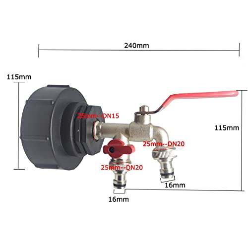 MACHSWON IBC Tank Adpater S100*8 Double Faucet IBC Tote Tank Water Storage Tank Drain Garden Hose Connector Taps Brass Tap Fitting Parts - Image 4
