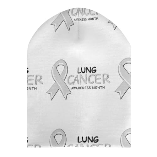 I Wear White Lung Cancer Awareness Month Kids Beanie Hat for for Girls Boys Children Cap Winter Knitted Chemo Cancer Headwear Accessories Gifts Decoration3