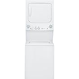 GE GUD27ESSMWW Unitized Spacemaker 3.8 Washer with Stainless Steel Basket and 5.9 Cu. Ft. Capacity Electric Dryer, White