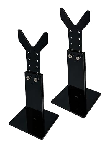 Adjustable Black Acrylic Y-Shaped Gun Display Stand 2 Pack, Universal Tabletop Rifle Shotgun Lightsaber Sword Display Holder for Sci-Fi Replicas & Vintage Historical Firearm Collection (Black)